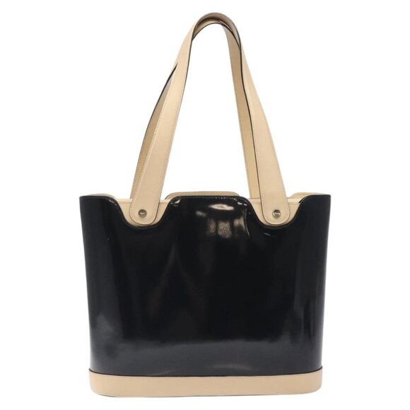 Salvatore Ferragamo Tote Bag Enamel Black Silver Auth - Picture 13 of 16